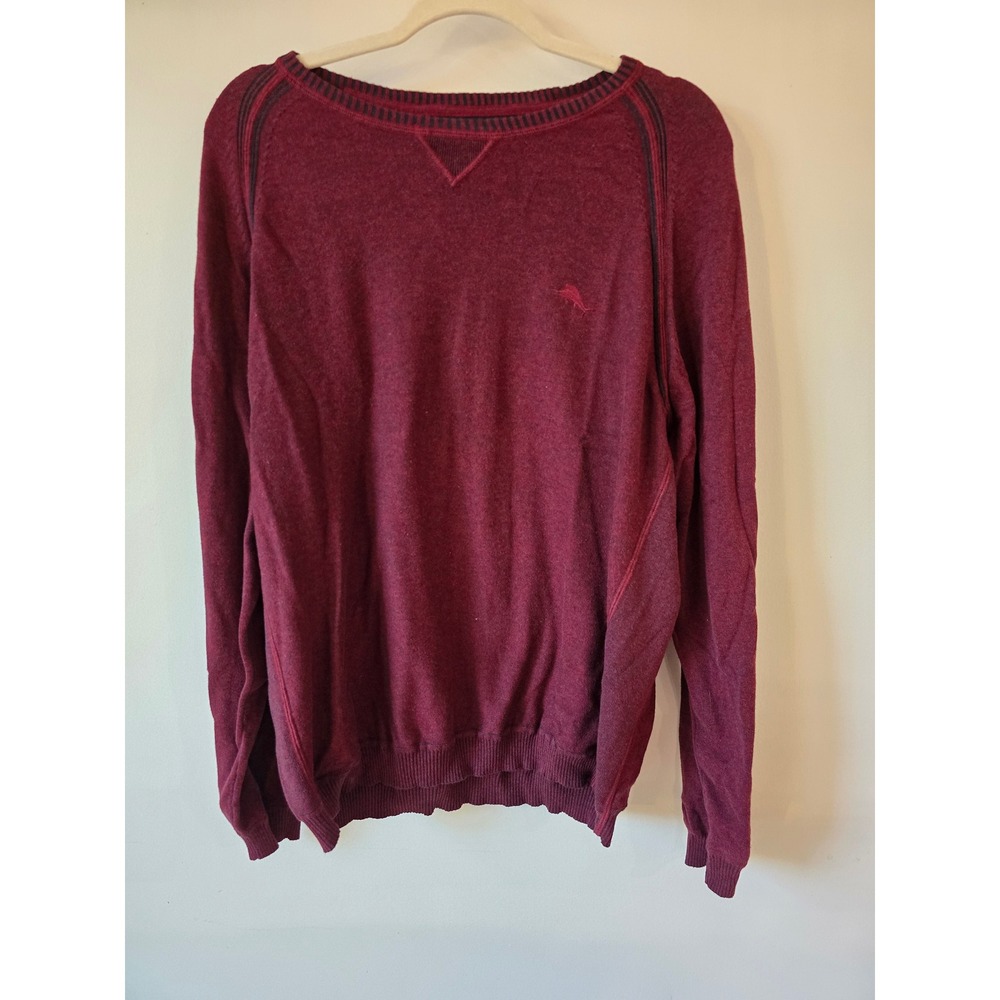 Tommy Bahama Mens Crew Neck‎ Long Sleeve Sweater Burgundy Cotton XL
